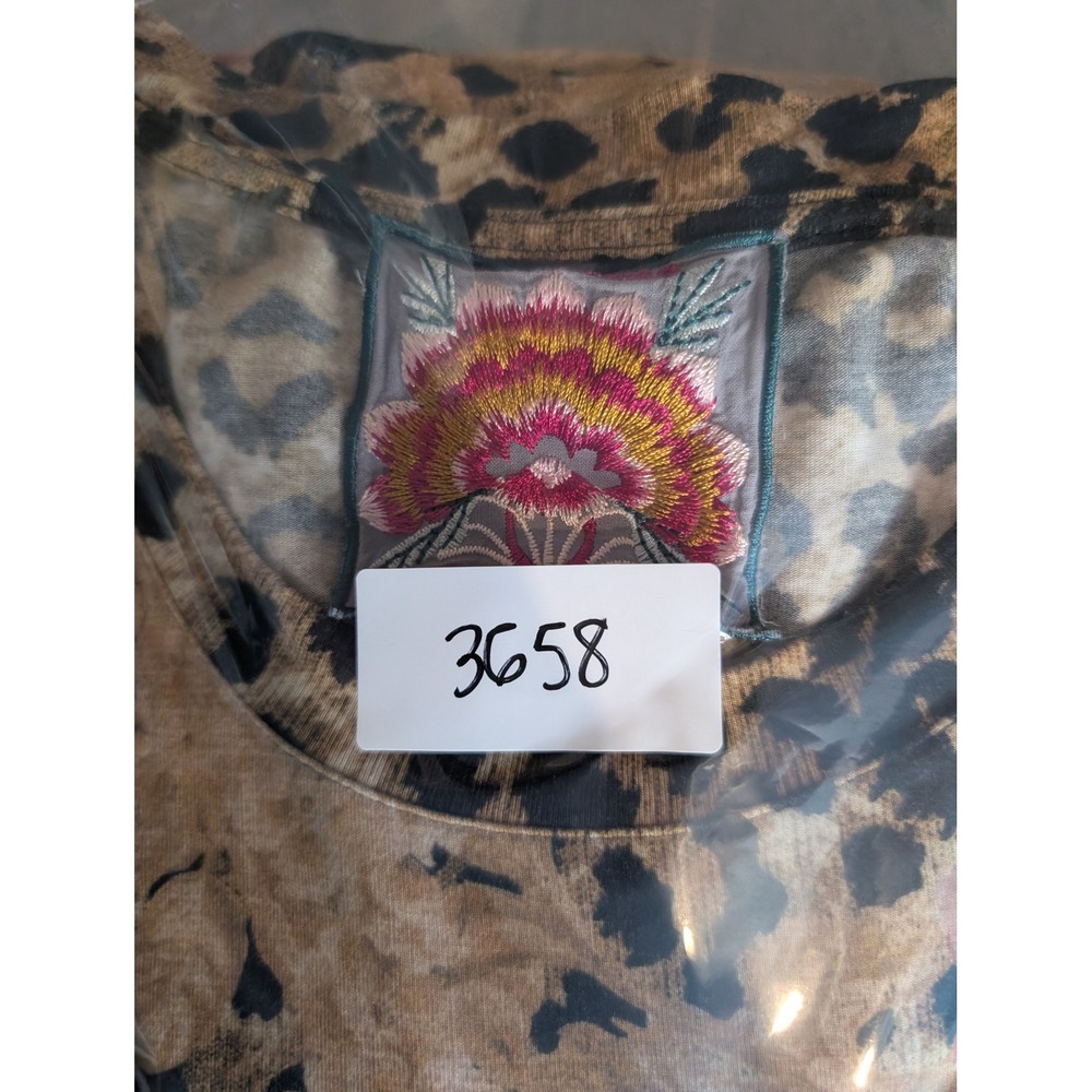 Johnny Was Vintage Rose Swing Top Large Leopard Floral Long Sleeve Tunic Boho - Picture 10 of 10